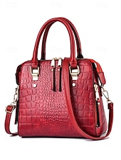 levne Kabelky a tote tašky-Dámská kabelka z umělé kůže s krokodýlím vzorem a střapcovým přívěskem – elegantní horní ucho a crossbody kabelka do práce, na nákupy i na každodenní výlety