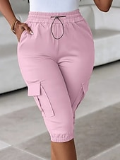Dam Cargo-shorts Capribyxor Mode Streetwear Vadlängd Naturlig Solid färg Ficka Elastisk midja Bekväm Microelastisk Sport & Utomhus Dagliga kläder Vin Svart Rodnande Rosa Armégrön Sommar Vår Normal billiga lastbyxor för kvinnor-Dam Cargo-shorts Capribyxor Mode Streetwear Vadlängd Naturlig Solid färg Ficka Elastisk midja Bekväm Microelastisk Sport & Utomhus Dagliga kläder Vin Svart Rodnande Rosa Armégrön Sommar Vår Normal