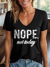 abordables T-shirt Humor &amp; Citations-Femmes T-shirt Graphique Lettre ancien Élégant Classique Manche Courte Col en V Hauts Réguliers Quotidien Imprimé Noir Blanche Rose Claire Rouge Bleu Été Printemps