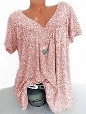 abordables T-shirt floral-Femmes T-shirt Fleuri Mode Moderne Occasionnel Manche Courte Col en V Hauts Réguliers Quotidien Week-end Rose Claire Rouge Bleu Vert Été
