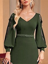 abordables VERT-Ligne A Robes de Quinceanera Élégant Robe Formel Mariage Longueur au sol manche longue Col en V Satin avec Perlage 2025