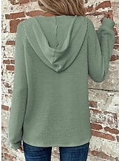 abordables Sweats à capuche-Femmes Chemisier Couleur Unie Élégant Occasionnel manche longue À capuche Hauts Réguliers Quotidien Boutons Noir Vert Véronèse bleu marine Bleu Marron Printemps Automne Hiver