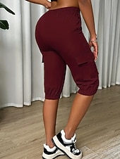 Dam Cargo-shorts Capribyxor Mode Streetwear Vadlängd Naturlig Solid färg Ficka Elastisk midja Bekväm Microelastisk Sport & Utomhus Dagliga kläder Vin Svart Rodnande Rosa Armégrön Sommar Vår Normal billiga lastbyxor för kvinnor-Dam Cargo-shorts Capribyxor Mode Streetwear Vadlängd Naturlig Solid färg Ficka Elastisk midja Bekväm Microelastisk Sport & Utomhus Dagliga kläder Vin Svart Rodnande Rosa Armégrön Sommar Vår Normal