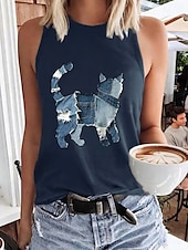 billige Dyr Tank Top-Dame Singleter Grafisk Dragonfly Stilfull Fritid Ermeløs Crew-hals Vanlige topper Daglig Trykt mønster Svart Hvit Rosa Navyblå Blå Sommer Vår