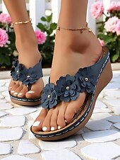 billige Kilesandaler-Damekile-flip-flops med blomstermotiv og polstret såle, sommerkomfortsandaler for hjemmet, stranden og daglige ærender