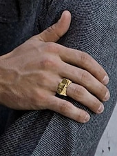 cheap Men&#039;s Jewelry-Men&#039;s Gold Alloy Lighter Ring - Bold mechanical design style, A stylish men&#039;s party nightclub gift accessory