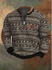 tanie Bluzy myśliwskie-Męskie Bluza dresowa Bluza z zamkiem błyskawicznym Czarny Czerwony Khaki Pół zamek Graficzny Geometryczny Sport i turystyka Codzienny Święto Poliester Moda miejska Codzienny Jesień i zima Odzież