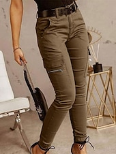 cheap Women&#039;s Cargo Pants-Women&#039;s Cargo Pants Pants Trousers Fashion Streetwear Full Length Natural Solid Colored Pocket Comfortable Micro-elastic Sports &amp; Outdoor Daily Wear Dark Brown Black Light Green Army Green Spring Fall