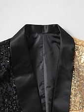 preiswerte Herren Klassische Blazer-Herren Blazer Geschäft Cocktailparty Hochzeitsfeier Mode Lässig Frühling Herbst Polyester Farbblock Tasche Knöpfe Bequem Einreihig Blazer Gold