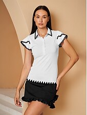 billiga Kvinnors golfkläder-Dam Vandringspolotröja Vit Kortärmad Överdelar Golfkläder för damer Kläder Outfits Bär kläder