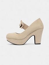 abordables Années 1950-Escarpins Mary Jane bordeaux à plateforme et nœuds pour femme – Chaussures rétro à talons hauts épais des années 1950 pour fêtes, cosplay et tenues d&#039;inspiration vintage