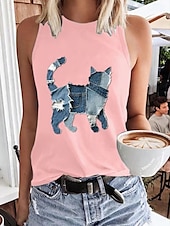billige Dyr Tank Top-Dame Singleter Grafisk Dragonfly Stilfull Fritid Ermeløs Crew-hals Vanlige topper Daglig Trykt mønster Svart Hvit Rosa Navyblå Blå Sommer Vår