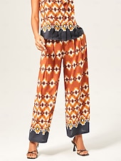 economico Pantaloni-Per donna Femminile Culotte Gamba Larga Lunghezza intera Elegante Bohemien Vacanza Casuale Arancione Estate XS S M