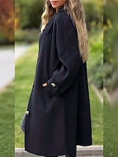 billiga Trenchcoats-Dam Trenchcoat Bekväm Andningsfunktion Ficka Klassisk Ledigt Slät Semester Gata Ledigt Dagliga kläder Enkelknäppt Lång Nedvikt Normal Långärmad Ytterkläder Svart Gul Rodnande Rosa Vår Höst
