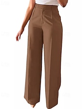 economico gamba larga e vita alta-Per donna Pantaloni Eleganti Gamba larga Streetwear Casual Lunghezza intera Naturale Semplice Tasca Elastico in vita Comodo All&#039;aperto Confortevole All&#039;aperto Vacanza Abbigliamento casual alla moda