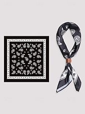 cheap Men&#039;s Ties &amp; Bow Ties-Men’s Paisley Print Square Neck Scarf with Leather Buckle, Vintage Style Polyester Bandana for Outdoor Travel, Parties and Daily Fashion