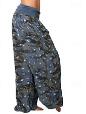 economico gamba larga e vita alta-Per donna Pantaloni Pantaloni Palazzo Moda Boho Lunghezza intera Misura del girovita medio Stampa Mimetico Elastico in vita Comodo Confortevole Micro-elastico Streetwear Abbigliamento quotidiano