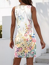 cheap Floral Dress-Women&#039;s Mini Dress Sheath Dress Wrap Dress Summer Dress Casual Daily Regular Fit Floral Graphic Sleeveless V Neck Yellow Blue Purple Summer Spring