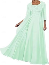 preiswerte Bodenlänge-Zweiteilig Kleid-Sets Brautmutterkleid Elegant Einfach Quadrathals Bodenlang Chiffon Ärmellos mit Einfarbig 2025
