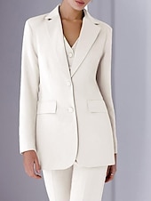 cheap Mom&#039;s Pant Suits-Jumpsuit / Pantsuit 3 Piece Pantsuit Mother of the Bride Tailored Jacket Blazer Elegant Vintage Simple Lapel Floor Length Crepe Stretch Fabric Long Sleeve with Buttons