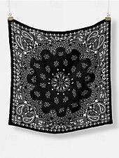 cheap Men&#039;s Ties &amp; Bow Ties-Men’s Paisley Print Square Neck Scarf with Leather Buckle, Vintage Style Polyester Bandana for Outdoor Travel, Parties and Daily Fashion