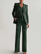 olcso Anya nadrágkosztümje-Nadrágöltöny 3 Részes Készlet Anyának a Menyasszonyhoz Tuxedo Esküvői Vendég Elegáns Blézer Klapák Bokahosszig Csíkos Hosszú Ujjú Zsebekkel