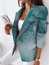 abordables Blazers et Costumes-Femmes Blazer Confortable Respirant Imprimé Occasionnel Dégradé de couleur Bureau Rue Occasionnel Tenue quotidienne Ouvert devant Régulier Col Rabattu Coupe régulière manche longue Vêtements