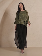 voordelige Elegante topjes-Dames Kanten overhemd Blouse Geklede topjes Chiffon-topjes Effen Kleur Bloemig Elegant Stijlvol Casual Halve mouw Flutter mouw Boothals Normale tops Bruiloft gast Werk Dagelijks Asymetrische zoom