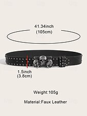 abordables Accessoires d&#039;Halloween-Ceinture en cuir cloutée pour homme avec motif squelette et os croisés, style gothique vintage pour les fêtes d&#039;Halloween, la mode punk et les vêtements décontractés
