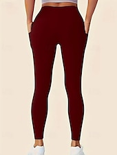 baratos Leggings lisas-Mulheres Leggings Shorts Abotoado Roupa de rua Casual Mimolet Cintura Alta Tecido Cintura elástica Respirabilidade Com Stretch Férias Esportes Roupa Diária Vinho Preto Azul Marinha Cinzento Claro