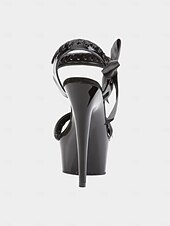 abordables Années 1980-Escarpins à talons aiguilles noirs vintage années 1980 avec nœud en satin rouge – sandales gothiques lolita sexy à talons hauts pour fêtes, spectacles et tenues de club