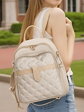 tanie Plecaki Fashion-damski wodoodporny pikowany nylonowy plecak - stylowa, lekka torba na co dzień z górnym uchwytem i wieloma kieszeniami do szkoły, pracy, podróży i codziennego użytku