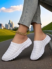 billige Sneakers til kvinner-Rosa nettingsko til dame – lette, pustende mullesneakers for utendørs trening, bypendling og uformelle reiser