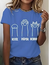 economico Maglietta Animali-Per donna Maglietta Stampato Grafico Animale Gatto Vintage Elegante Classico Manica Corta Girocollo Top Regolari Quotidiano Weekend Blu Nero Bianco Rosa Viola Estate Primavera