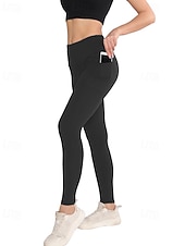 cheap Sports Plus Size &amp; Pregnancy-Women's pilates leggings Capri Leggings Sports Pants Pockets Lightweight Pilates Gym Running Pants Solid Color Navy Black Pink Plus Size Sports Activewear Micro-elastic