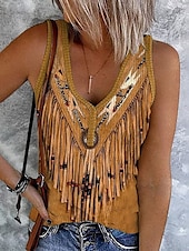 ieftine Top tip boho-Pentru femei Camisole Tank Top Grafic Boemia Epocă Stilat Fără manșon Fără mâneci În V Crop Tops Zilnic Imprimeu Negru Galben Roșu-aprins Albastru piscină Trifoi Vară Primăvară