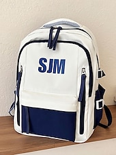 preiswerte College-Rucksäcke-Preppy-Rucksack für Damen in mehreren Farben mit SJM-Logo – leicht und robust mit verstellbaren Schultergurten, geeignet als Freizeittasche und Schultasche für den täglichen Gebrauch