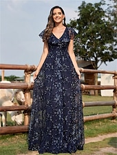 abordables Champagne-Robes de quinceanera en forme A Robe élégante Robe de mariage formelle longueur sol manches courtes col en V sequins dos en V avec sequins