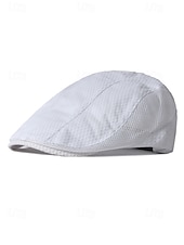 abordables Chapeaux pour hommes-Casquette plate en maille pour homme avec sangle réglable – chapeau gavroche d&#039;été respirant et léger pour les activités de plein air, les tenues décontractées et l&#039;utilisation quotidienne