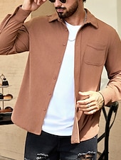 economico Giubbotti e cappotti da uomo-Per uomo Giacca Leggera Giacca in Velluto a Coste Giacca Casual Vacanza Quotidiano Resistente all&#039;usura Tasca Primavera Autunno Semplice Moda Classico Bavero Regolare Nero Blu marino Cammello Marrone