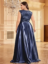abordables Champagne-Robe A-Line Grande Taille Élégante Robe Courbe De Mariage Formelle Longue Au Sol Manches Courtes Col en V Satin Dos Nu Avec Plis 2025