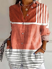 abordables Hauts Floraux-Femmes Chemise Fleuri Géométrique Élégant Moderne manche longue Col de chemise Hauts Réguliers Quotidien Fête Boutons Imprimé Rouge bleu marine Bleu Fuchsia Été