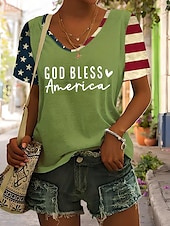 cheap Independence Day Top-Independence Day Women&#039;s Patriotic Fourth of July T Shirt Graphic American Flag Vintage Stylish Classic Short Sleeve V Neck Regular Tops Daily Weekend Print Black Blue Green Gray Summer Spring
