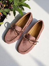 abordables Chaussures sans lacet et mocassins femme-Mocassins pour femmes avec nœud – Flats confortables à enfiler pour la conduite décontractée les balades au jardin les festivals de bière et les pique-niques de printemps