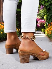 abordables Sandalias Informales-Sandalias de tacón grueso con tiras cruzadas para mujer: sandalias estilo mule vintage de verano para fiestas en el jardín, vacaciones y eventos diurnos.