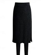economico Leggings foderati in pile-Per donna Pantaloni in Pile Leggings Skort Streetwear Casual Lunghezza intera Naturale Semplice Elastico in vita Spacco Calore Termico Comodo All&#039;aperto Vacanza Uscire Nero Grigio chiaro Grigio scuro