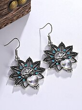 ieftine Cercel de damă-Cercei boho cu inimă turcoaz pentru femei – accente vintage din argint, design cu pietre naturale pentru femei cu spirit liber, ideali pentru festivaluri de muzică, ieșiri casual și cadouri