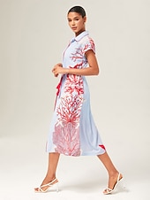 preiswerte Kleider für die Ferien-Damen Freizeitkleid Langes Kleid Maxikleid Blau Ärmellos Ozean Sommer Neckholder Elegant Urlaub XS S M