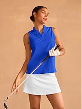 cheap Polos &amp; Quarterzips-Women&#039;s Golf Polo Shirt Baby blue Lake blue Black Sleeveless Top Ladies Golf Attire Clothes Outfits Wear Apparel