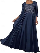 preiswerte Bodenlänge-Zweiteilig Kleid-Sets Brautmutterkleid Elegant Einfach Quadrathals Bodenlang Chiffon Ärmellos mit Einfarbig 2025